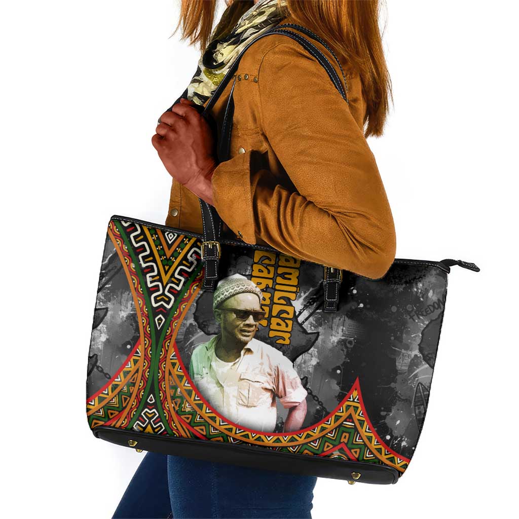 Amilcar Cabral Leather Tote Bag African Map with Chains Freedom Theme Revolutionary Liberation Tribute - Wonder Print Shop