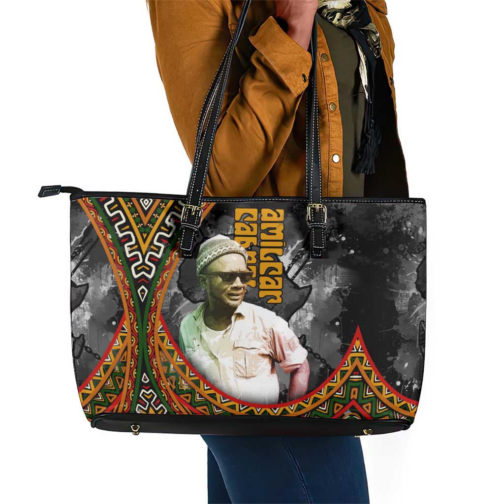 Amilcar Cabral Leather Tote Bag African Map with Chains Freedom Theme Revolutionary Liberation Tribute - Wonder Print Shop