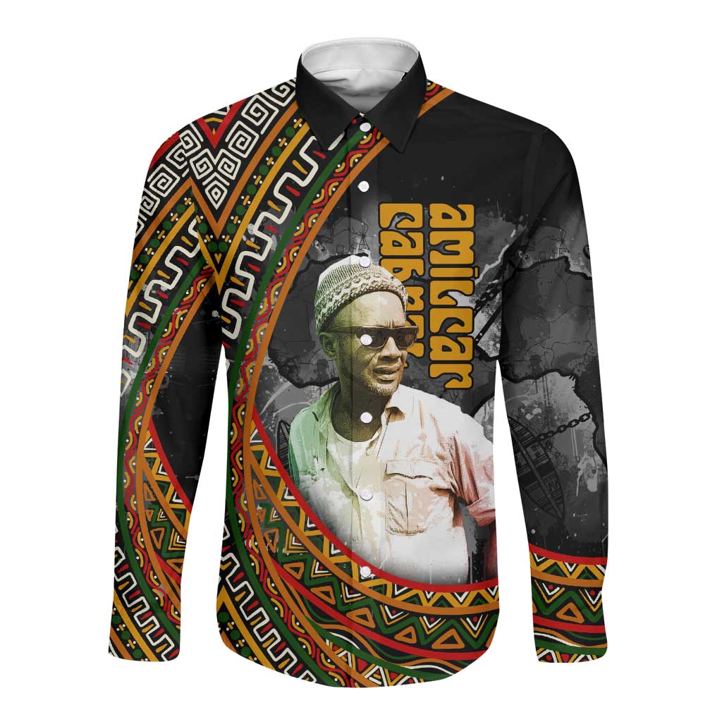 Amilcar Cabral Long Sleeve Button Shirt African Map with Chains Freedom Theme Revolutionary Liberation Tribute - Wonder Print Shop