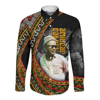 Amilcar Cabral Long Sleeve Button Shirt African Map with Chains Freedom Theme Revolutionary Liberation Tribute - Wonder Print Shop