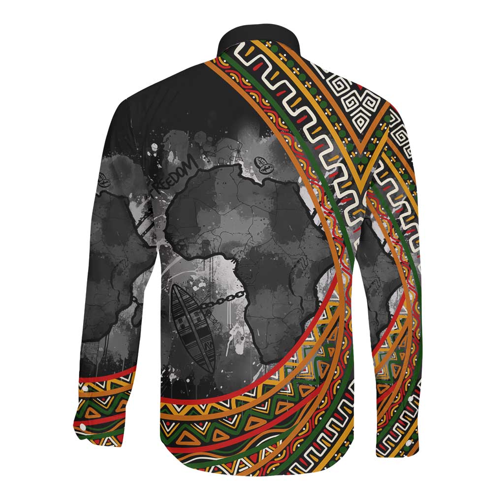 Amilcar Cabral Long Sleeve Button Shirt African Map with Chains Freedom Theme Revolutionary Liberation Tribute - Wonder Print Shop