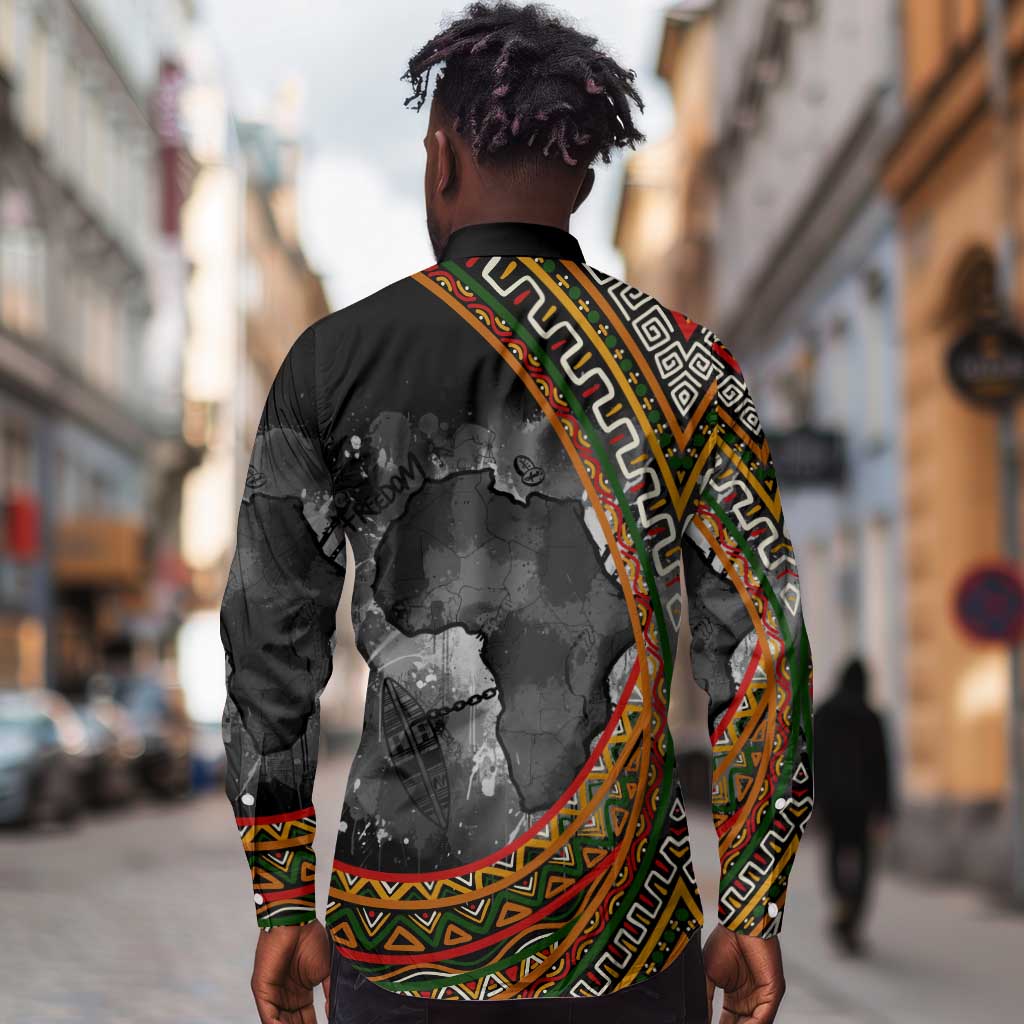 Amilcar Cabral Long Sleeve Button Shirt African Map with Chains Freedom Theme Revolutionary Liberation Tribute - Wonder Print Shop