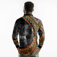 Amilcar Cabral Long Sleeve Polo Shirt African Map with Chains Freedom Theme Revolutionary Liberation Tribute - Wonder Print Shop