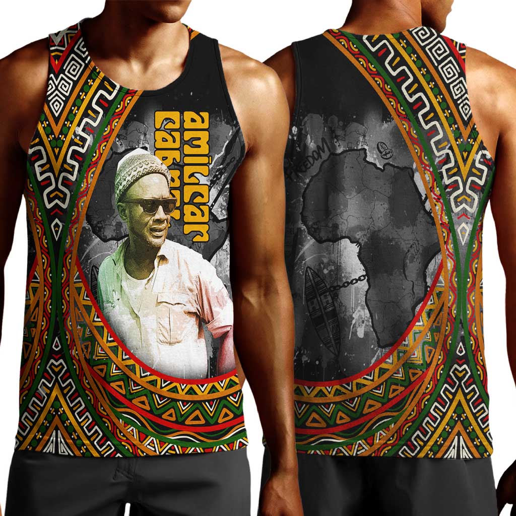 Amilcar Cabral Men Tank Top African Map with Chains Freedom Theme Revolutionary Liberation Tribute - Wonder Print Shop