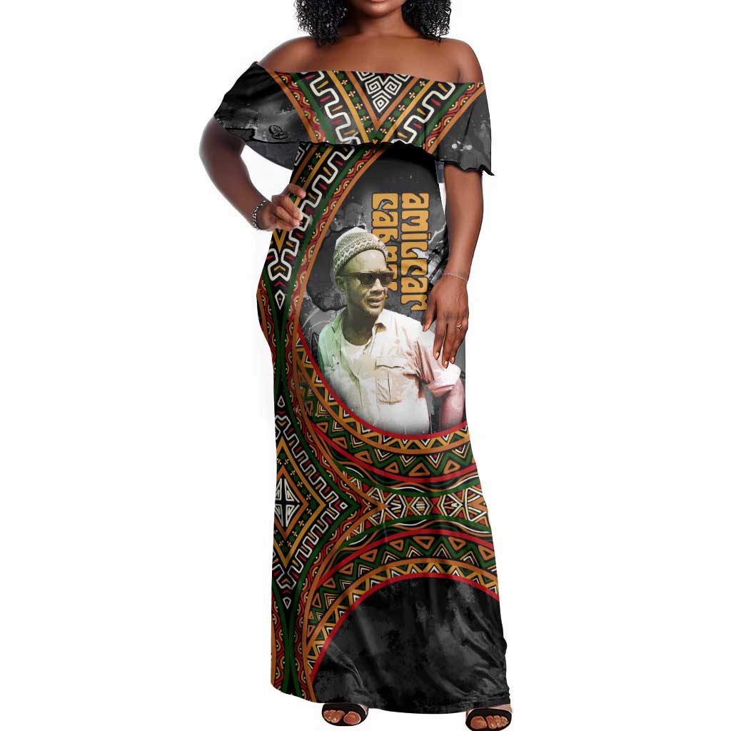 Amilcar Cabral Off Shoulder Maxi Dress African Map with Chains Freedom Theme Revolutionary Liberation Tribute - Wonder Print Shop