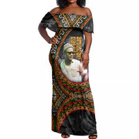 Amilcar Cabral Off Shoulder Maxi Dress African Map with Chains Freedom Theme Revolutionary Liberation Tribute - Wonder Print Shop