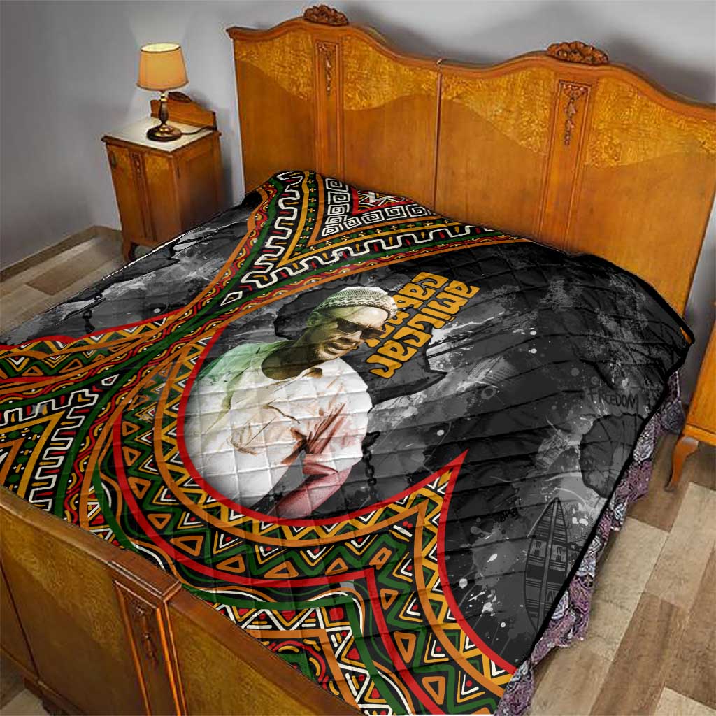 Amilcar Cabral Quilt African Map with Chains Freedom Theme Revolutionary Liberation Tribute - Wonder Print Shop