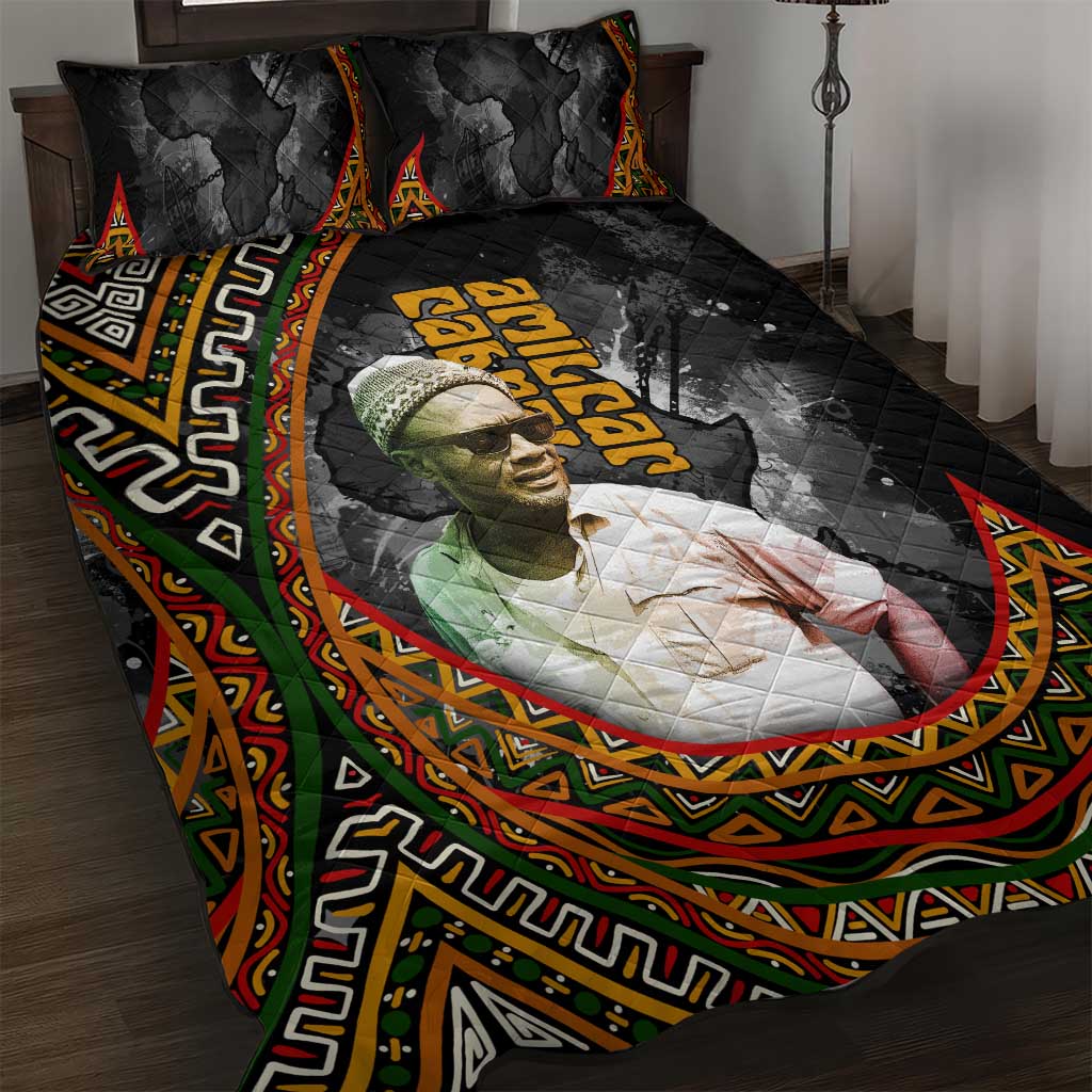 Amilcar Cabral Quilt Bed Set African Map with Chains Freedom Theme Revolutionary Liberation Tribute - Wonder Print Shop