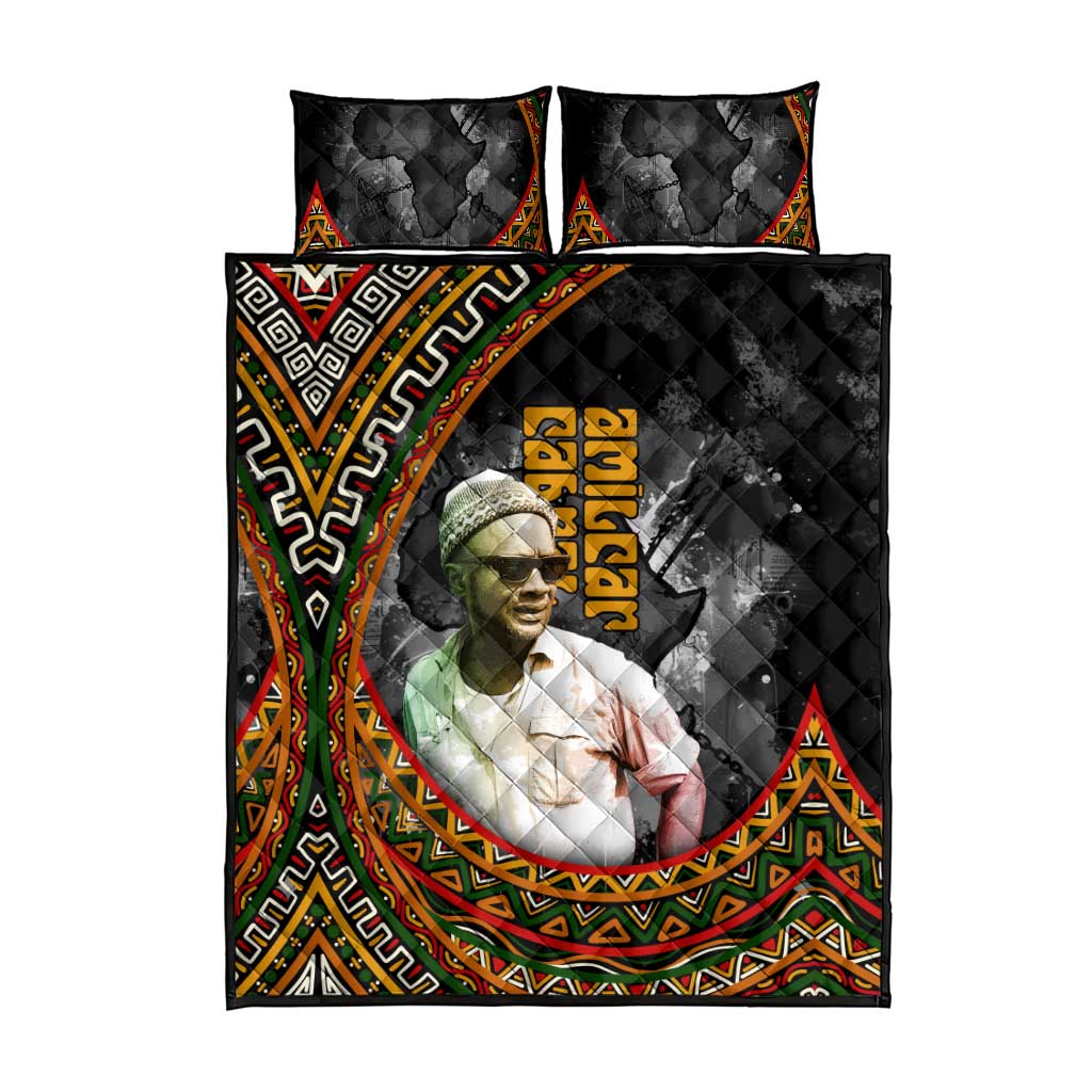Amilcar Cabral Quilt Bed Set African Map with Chains Freedom Theme Revolutionary Liberation Tribute - Wonder Print Shop