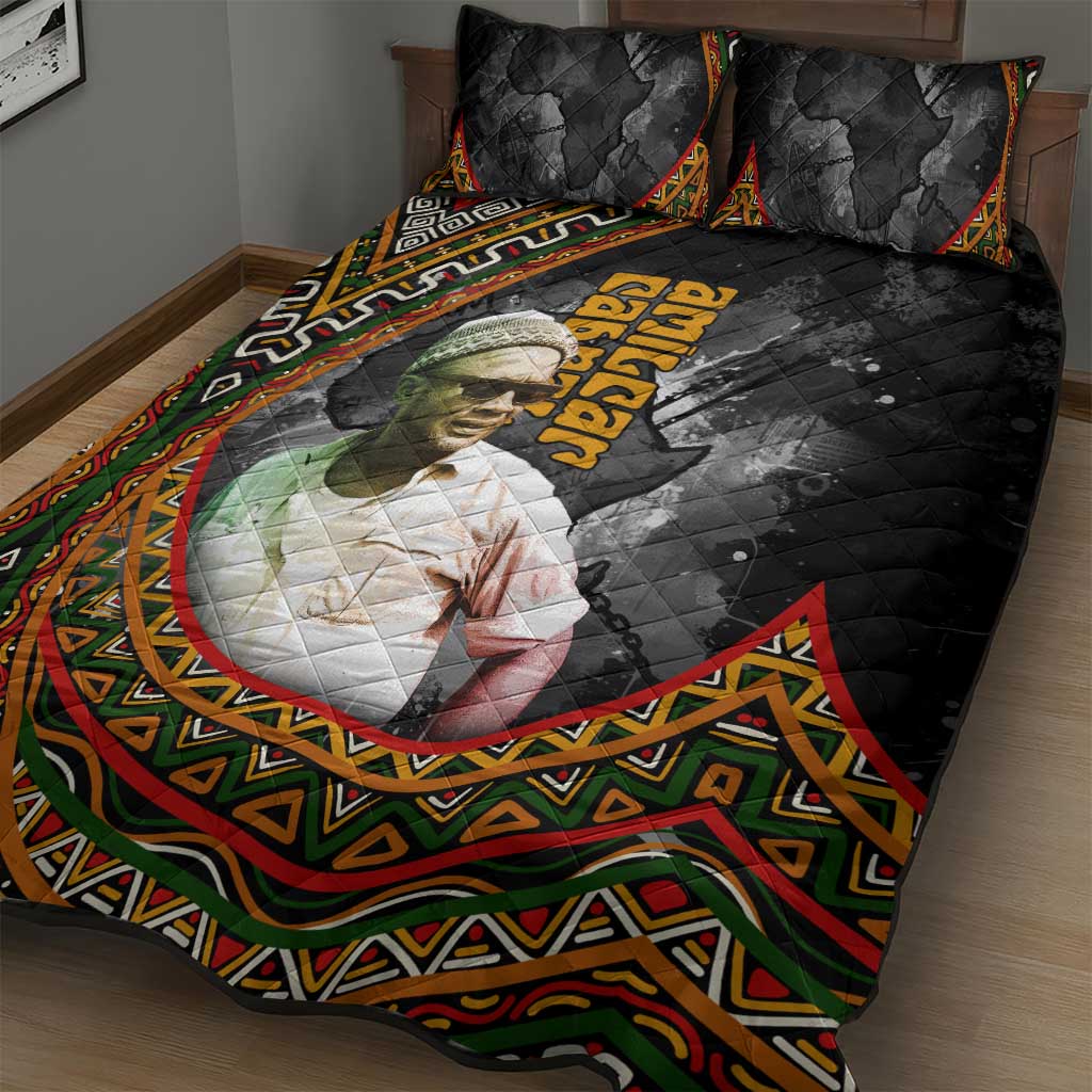 Amilcar Cabral Quilt Bed Set African Map with Chains Freedom Theme Revolutionary Liberation Tribute - Wonder Print Shop