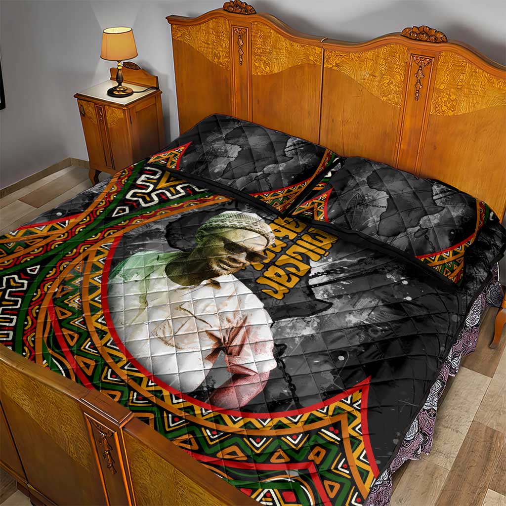 Amilcar Cabral Quilt Bed Set African Map with Chains Freedom Theme Revolutionary Liberation Tribute - Wonder Print Shop