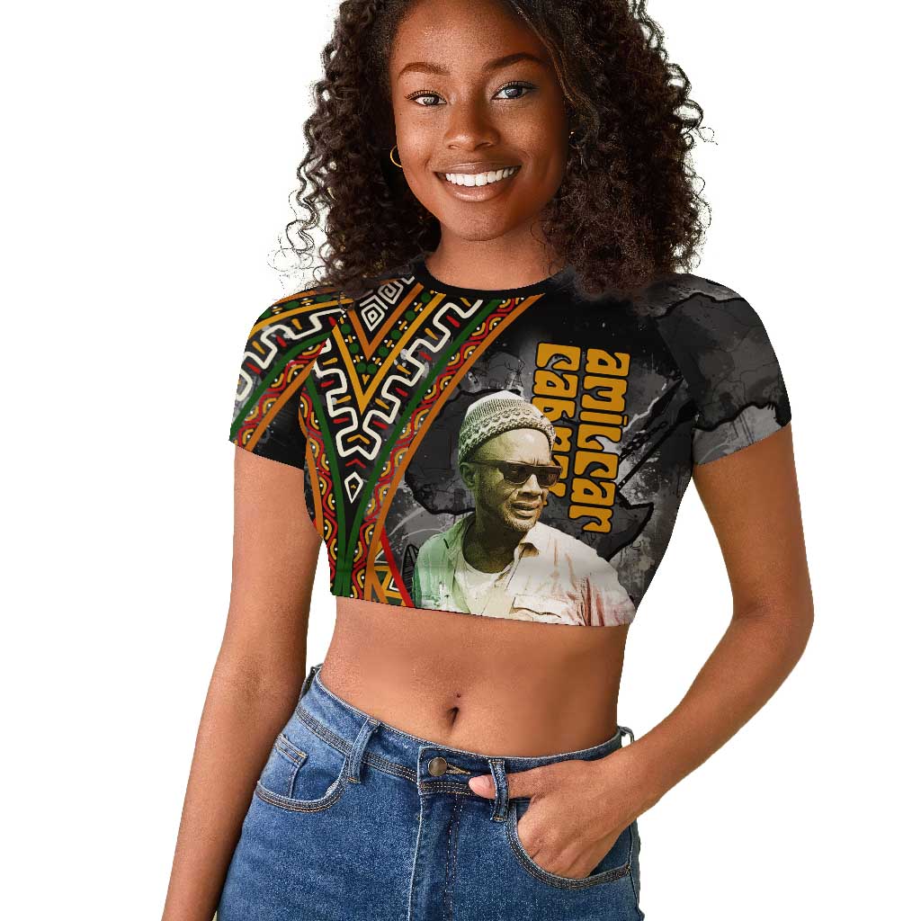 Amilcar Cabral Raglan Cropped T shirt African Map with Chains Freedom Theme Revolutionary Liberation Tribute - Wonder Print Shop