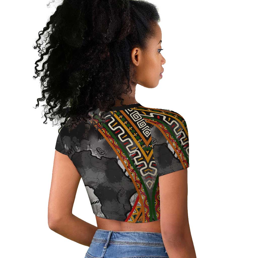 Amilcar Cabral Raglan Cropped T shirt African Map with Chains Freedom Theme Revolutionary Liberation Tribute - Wonder Print Shop