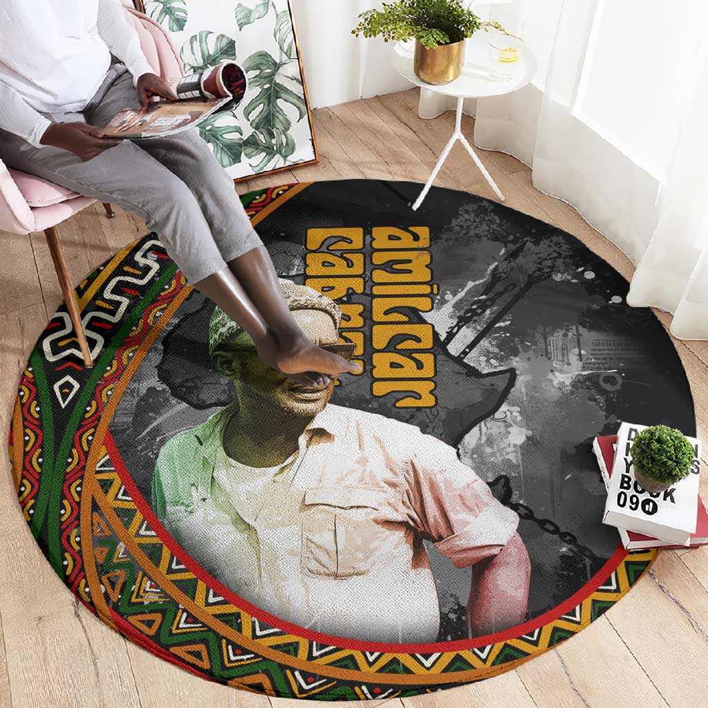 Amilcar Cabral Round Carpet African Map with Chains Freedom Theme Revolutionary Liberation Tribute - Wonder Print Shop