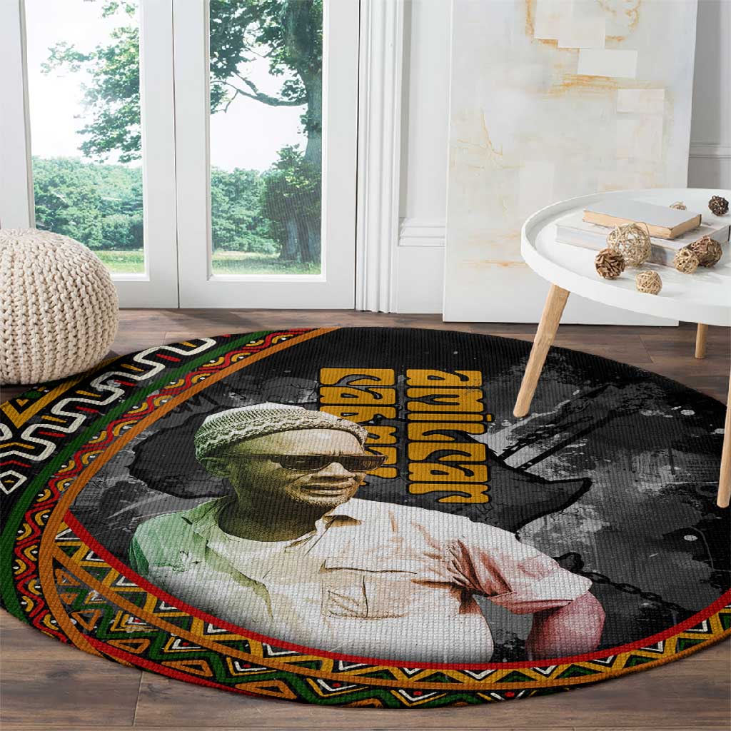 Amilcar Cabral Round Carpet African Map with Chains Freedom Theme Revolutionary Liberation Tribute - Wonder Print Shop