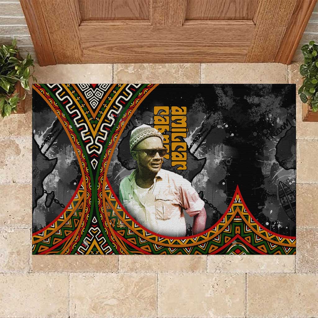 Amilcar Cabral Rubber Doormat African Map with Chains Freedom Theme Revolutionary Liberation Tribute - Wonder Print Shop