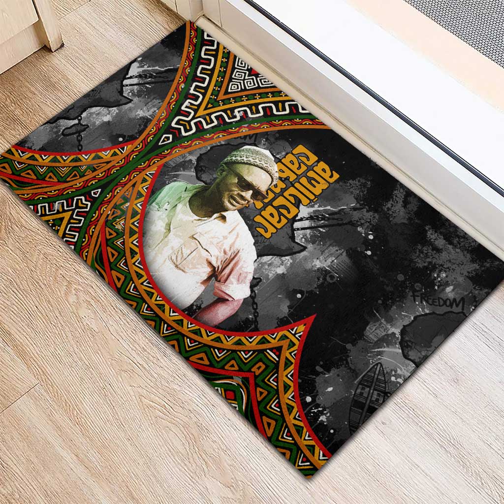 Amilcar Cabral Rubber Doormat African Map with Chains Freedom Theme Revolutionary Liberation Tribute - Wonder Print Shop