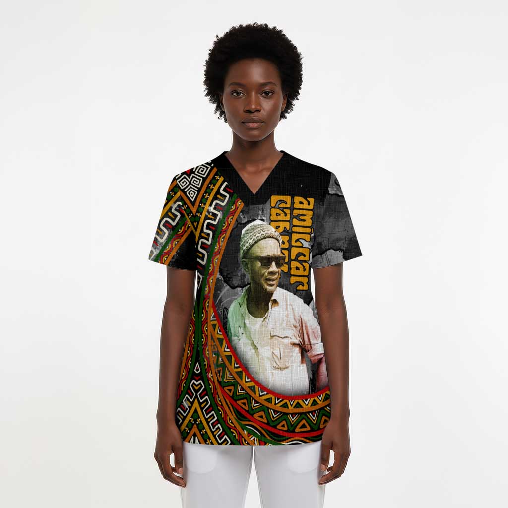 Amilcar Cabral Scrub Top African Map with Chains Freedom Theme Revolutionary Liberation Tribute - Wonder Print Shop