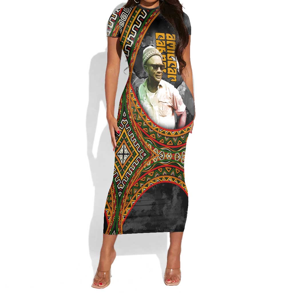 Amilcar Cabral Short Sleeve Bodycon Dress African Map with Chains Freedom Theme Revolutionary Liberation Tribute - Wonder Print Shop