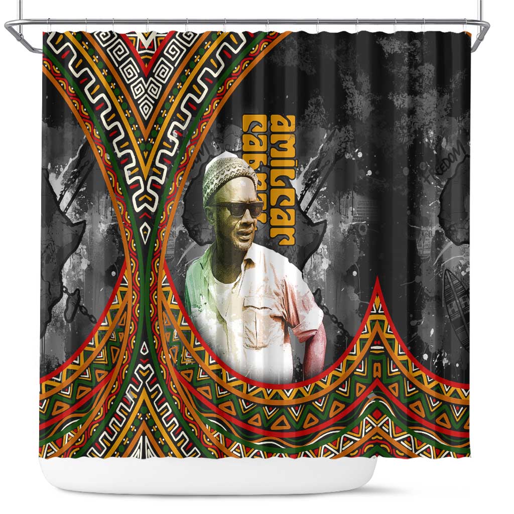 Amilcar Cabral Shower Curtain African Map with Chains Freedom Theme Revolutionary Liberation Tribute - Wonder Print Shop