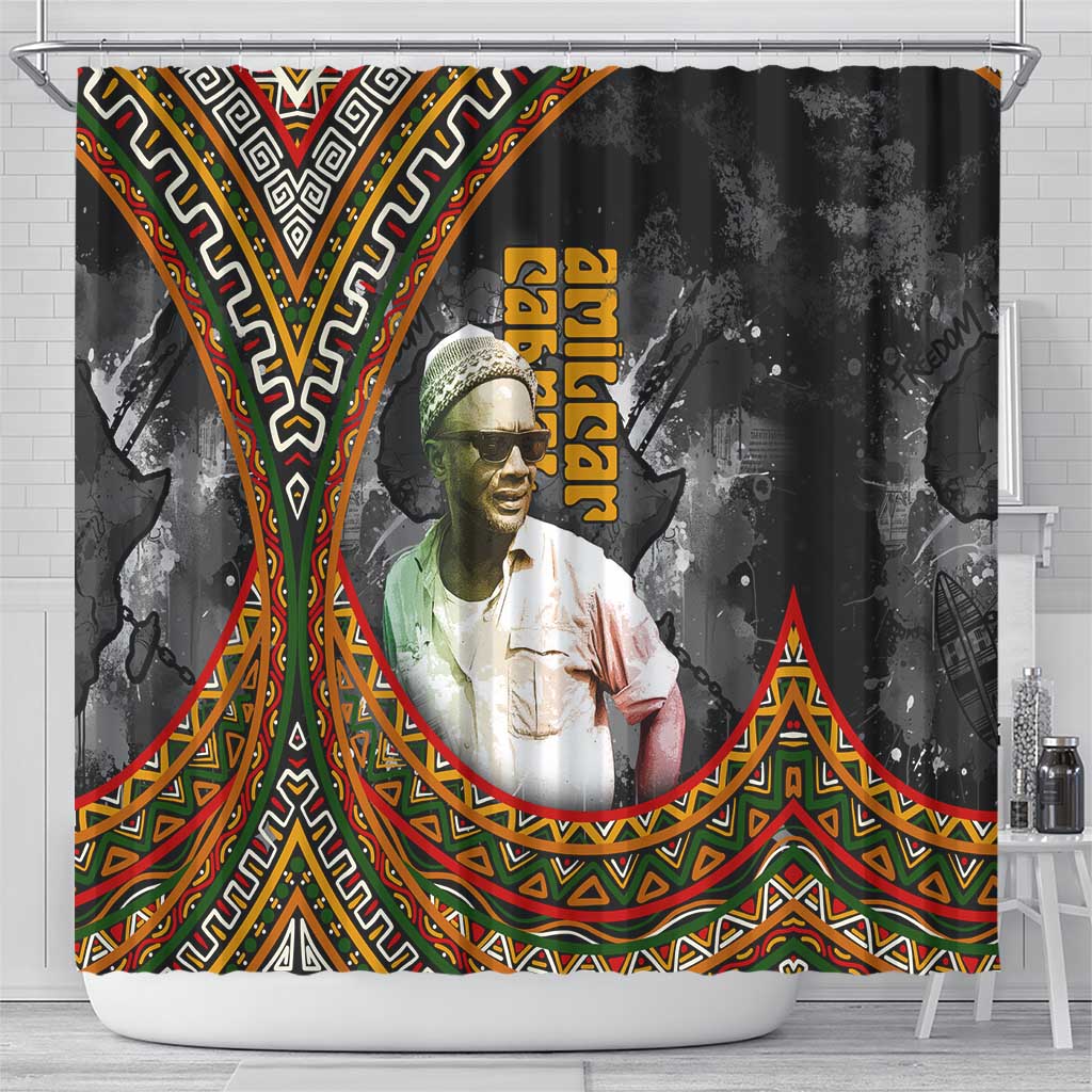 Amilcar Cabral Shower Curtain African Map with Chains Freedom Theme Revolutionary Liberation Tribute - Wonder Print Shop