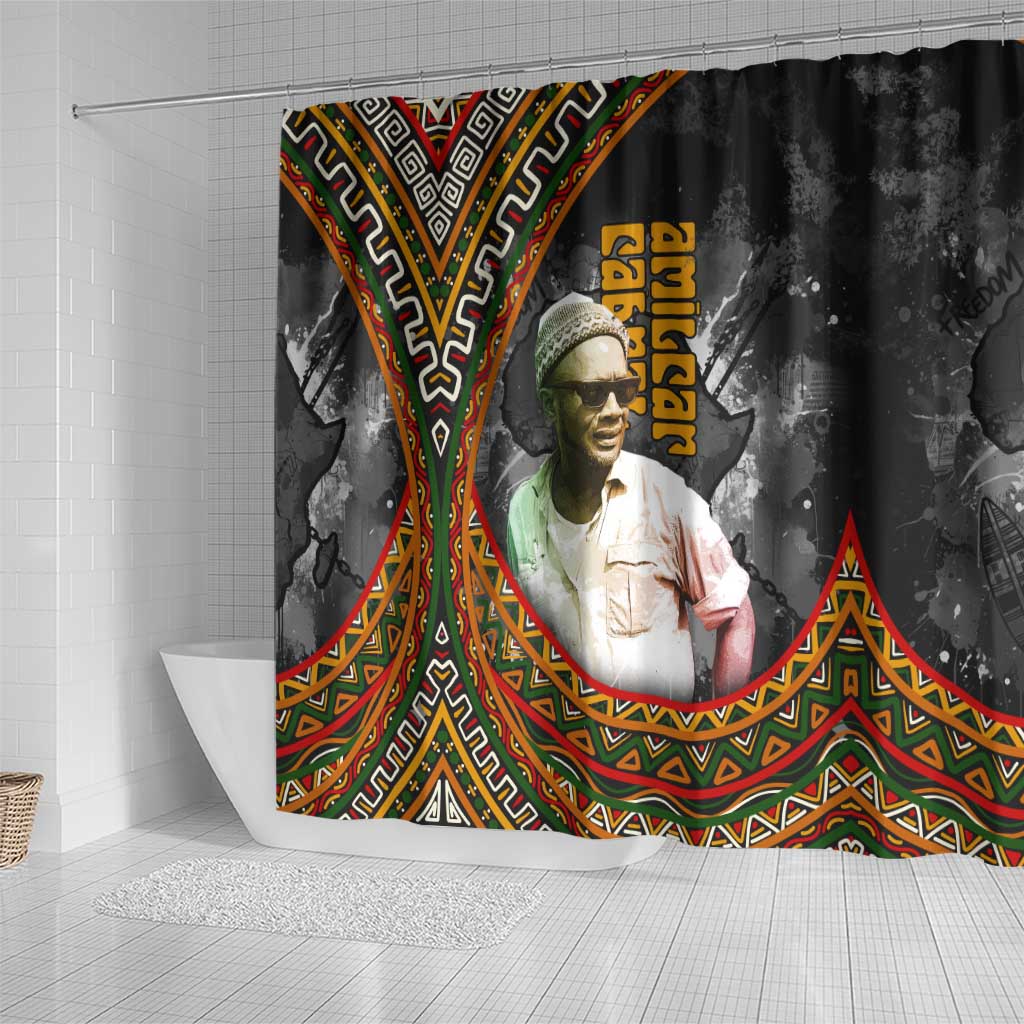 Amilcar Cabral Shower Curtain African Map with Chains Freedom Theme Revolutionary Liberation Tribute - Wonder Print Shop