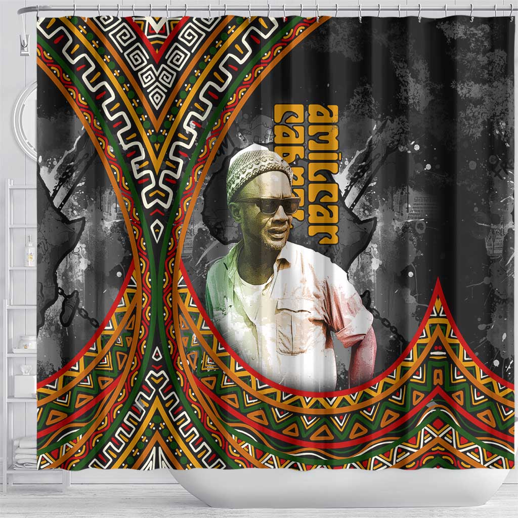 Amilcar Cabral Shower Curtain African Map with Chains Freedom Theme Revolutionary Liberation Tribute - Wonder Print Shop