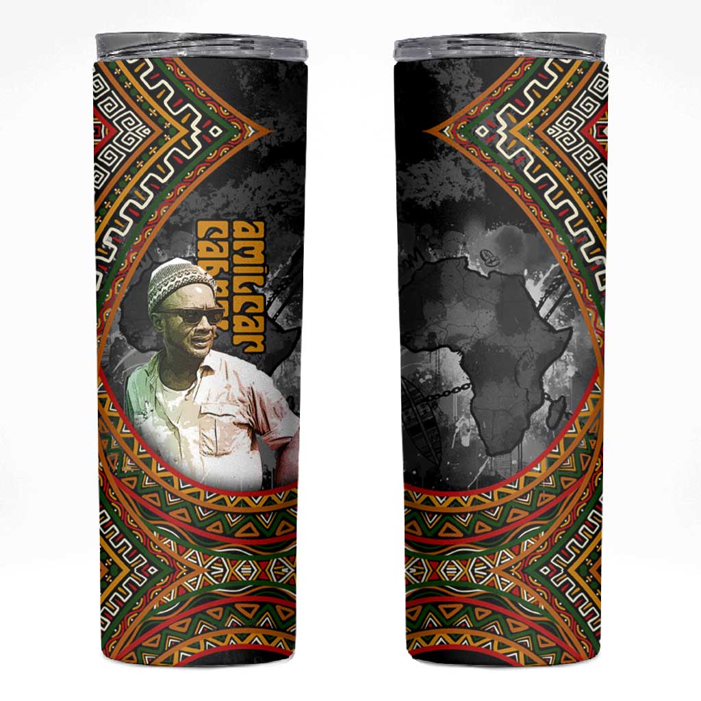 Amilcar Cabral Skinny Tumbler African Map with Chains Freedom Theme Revolutionary Liberation Tribute - Wonder Print Shop