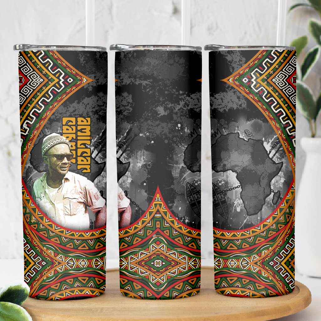 Amilcar Cabral Skinny Tumbler African Map with Chains Freedom Theme Revolutionary Liberation Tribute - Wonder Print Shop