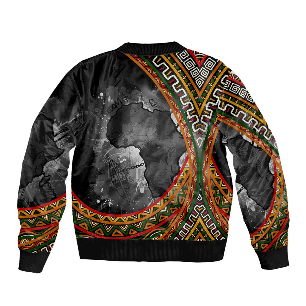 Amilcar Cabral Sleeve Zip Bomber Jacket African Map with Chains Freedom Theme Revolutionary Liberation Tribute - Wonder Print Shop