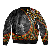 Amilcar Cabral Sleeve Zip Bomber Jacket African Map with Chains Freedom Theme Revolutionary Liberation Tribute - Wonder Print Shop