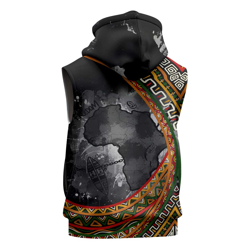 Amilcar Cabral Sleeveless Hoodie African Map with Chains Freedom Theme Revolutionary Liberation Tribute - Wonder Print Shop