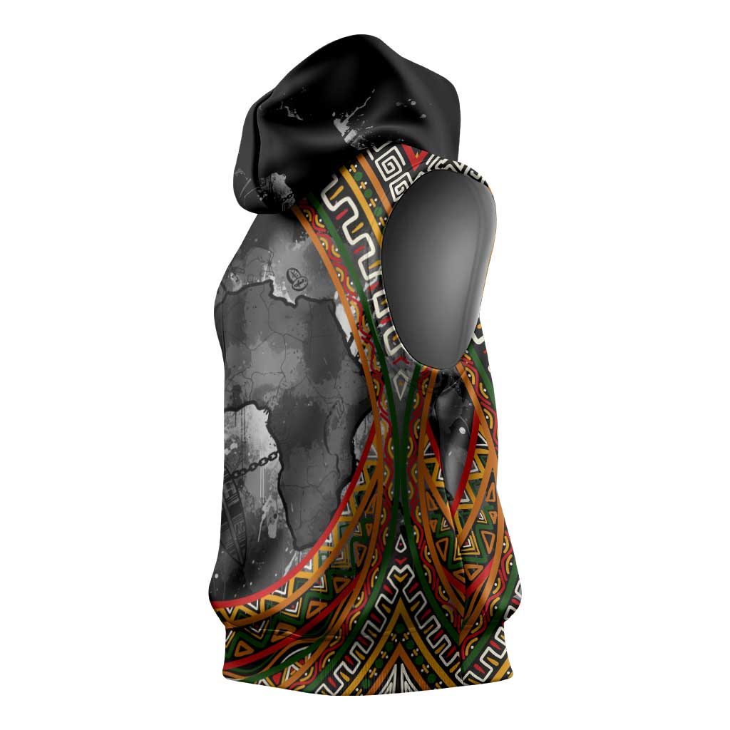 Amilcar Cabral Sleeveless Hoodie African Map with Chains Freedom Theme Revolutionary Liberation Tribute - Wonder Print Shop