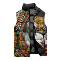 Amilcar Cabral Sleeveless Puffer Jacket African Map with Chains Freedom Theme Revolutionary Liberation Tribute - Wonder Print Shop