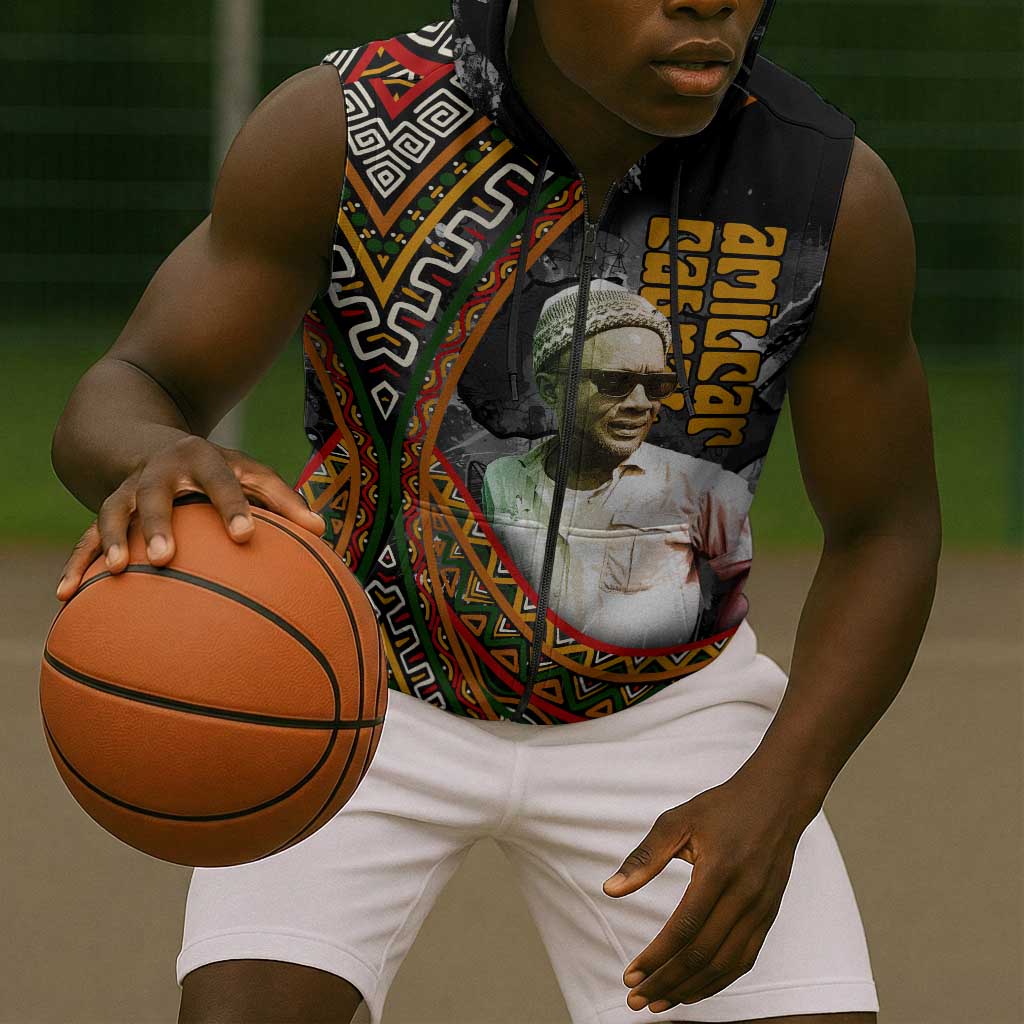 Amilcar Cabral Sleeveless Zip Hoodie African Map with Chains Freedom Theme Revolutionary Liberation Tribute - Wonder Print Shop