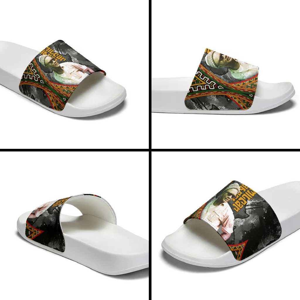 Amilcar Cabral Slide Sandals African Map with Chains Freedom Theme Revolutionary Liberation Tribute - Wonder Print Shop