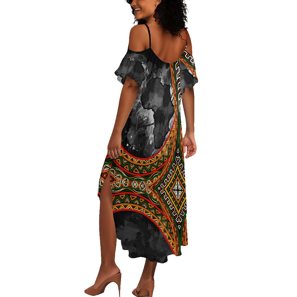 Amilcar Cabral Summer Maxi Dress African Map with Chains Freedom Theme Revolutionary Liberation Tribute - Wonder Print Shop