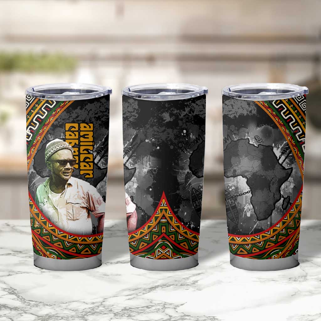 Amilcar Cabral Tumbler Cup African Map with Chains Freedom Theme Revolutionary Liberation Tribute - Wonder Print Shop