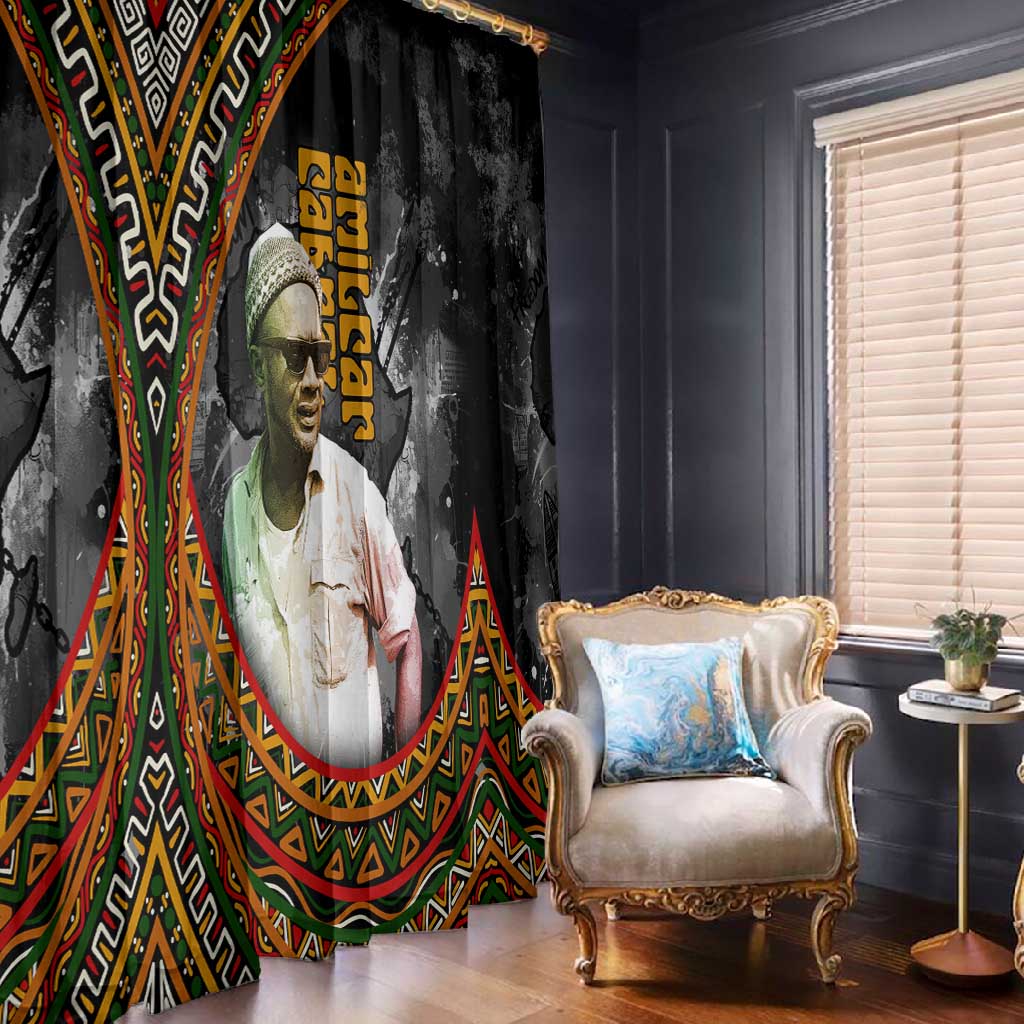 Amilcar Cabral Window Curtain African Map with Chains Freedom Theme Revolutionary Liberation Tribute - Wonder Print Shop