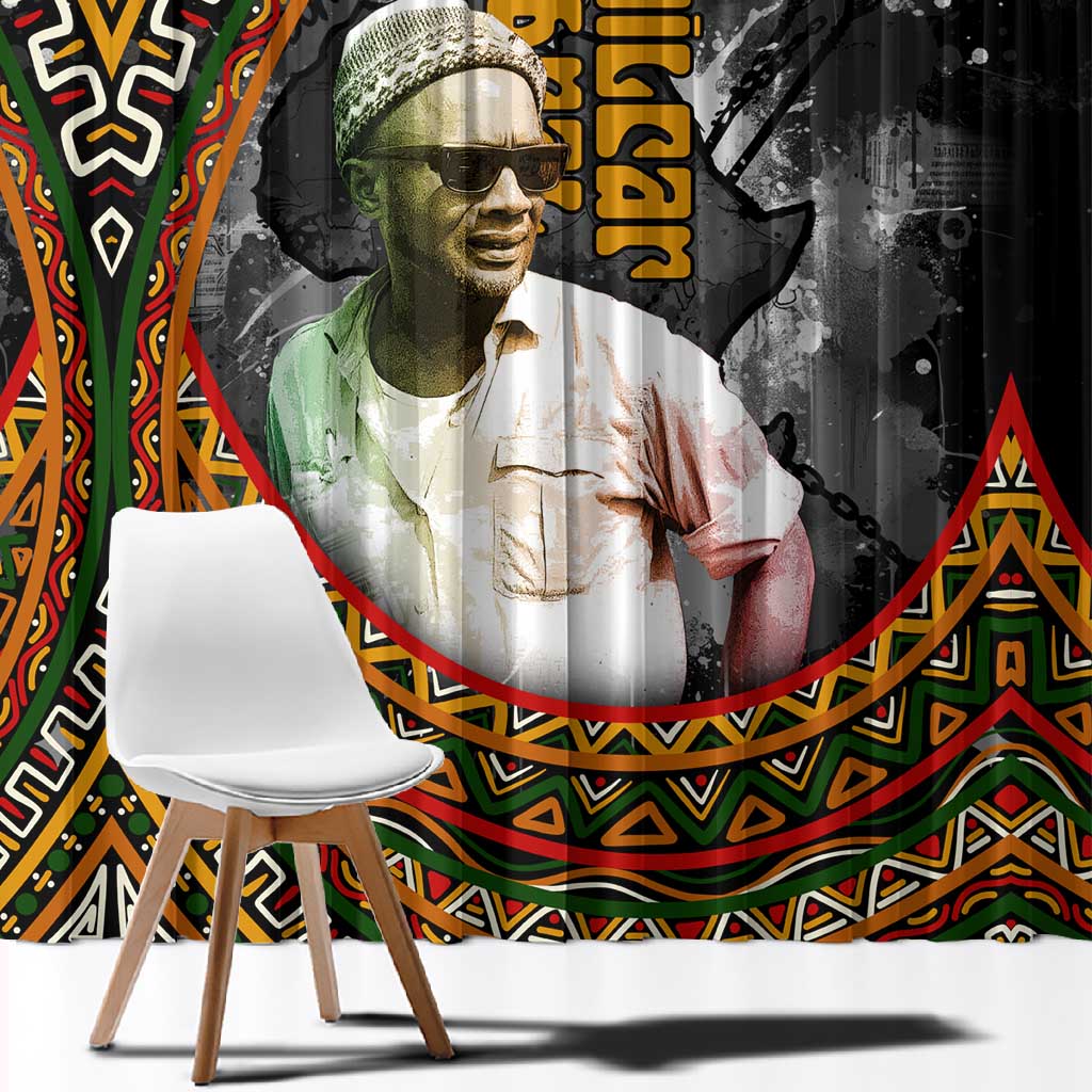 Amilcar Cabral Window Curtain African Map with Chains Freedom Theme Revolutionary Liberation Tribute - Wonder Print Shop