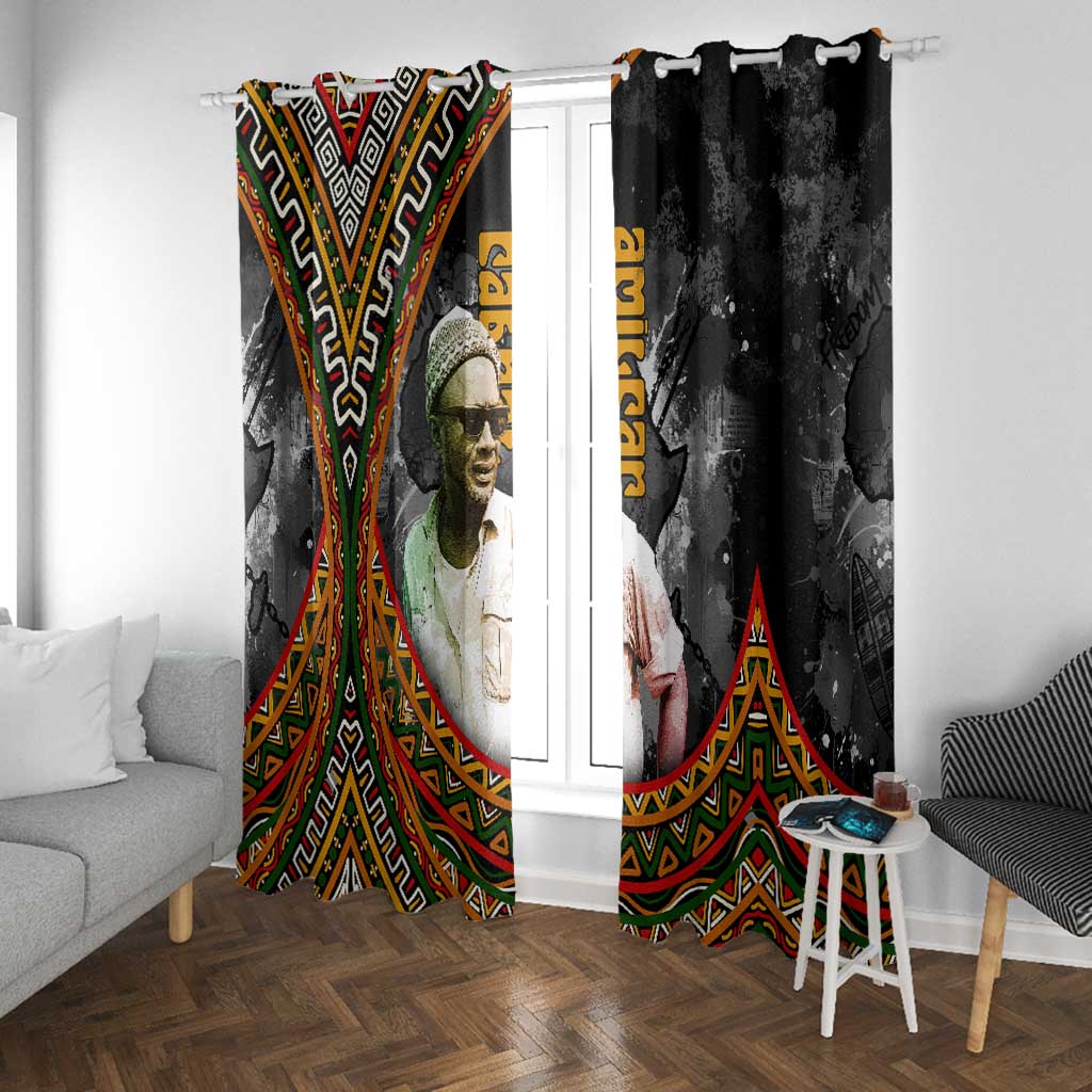 Amilcar Cabral Window Curtain African Map with Chains Freedom Theme Revolutionary Liberation Tribute - Wonder Print Shop