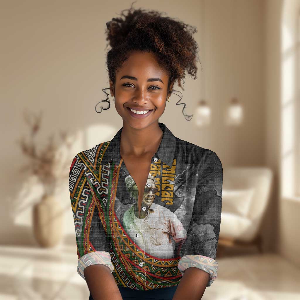 Amilcar Cabral Women Casual Shirt African Map with Chains Freedom Theme Revolutionary Liberation Tribute - Wonder Print Shop