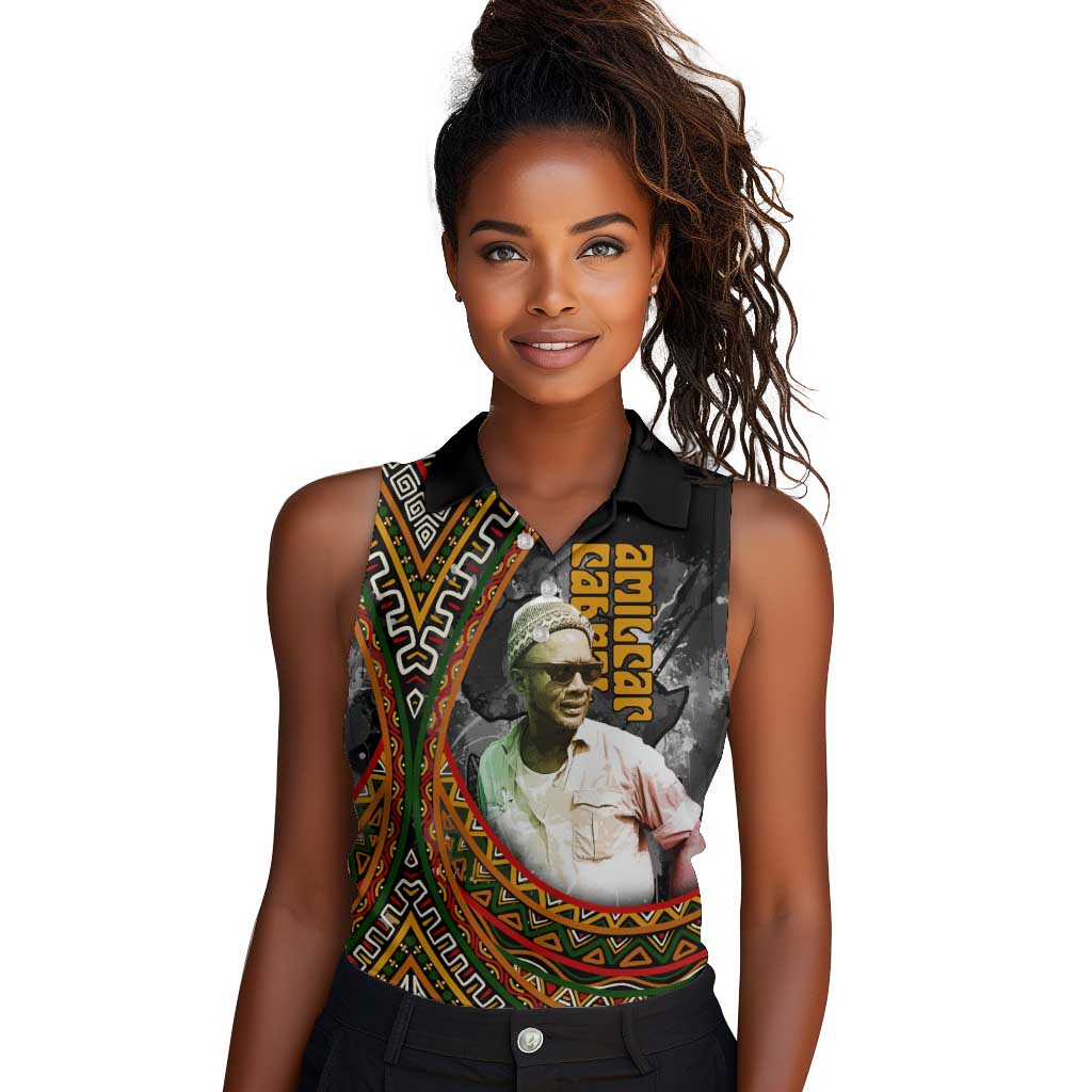 Amilcar Cabral Women Sleeveless Polo Shirt African Map with Chains Freedom Theme Revolutionary Liberation Tribute - Wonder Print Shop