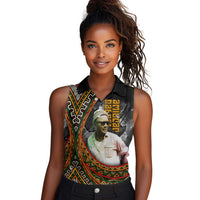 Amilcar Cabral Women Sleeveless Polo Shirt African Map with Chains Freedom Theme Revolutionary Liberation Tribute - Wonder Print Shop