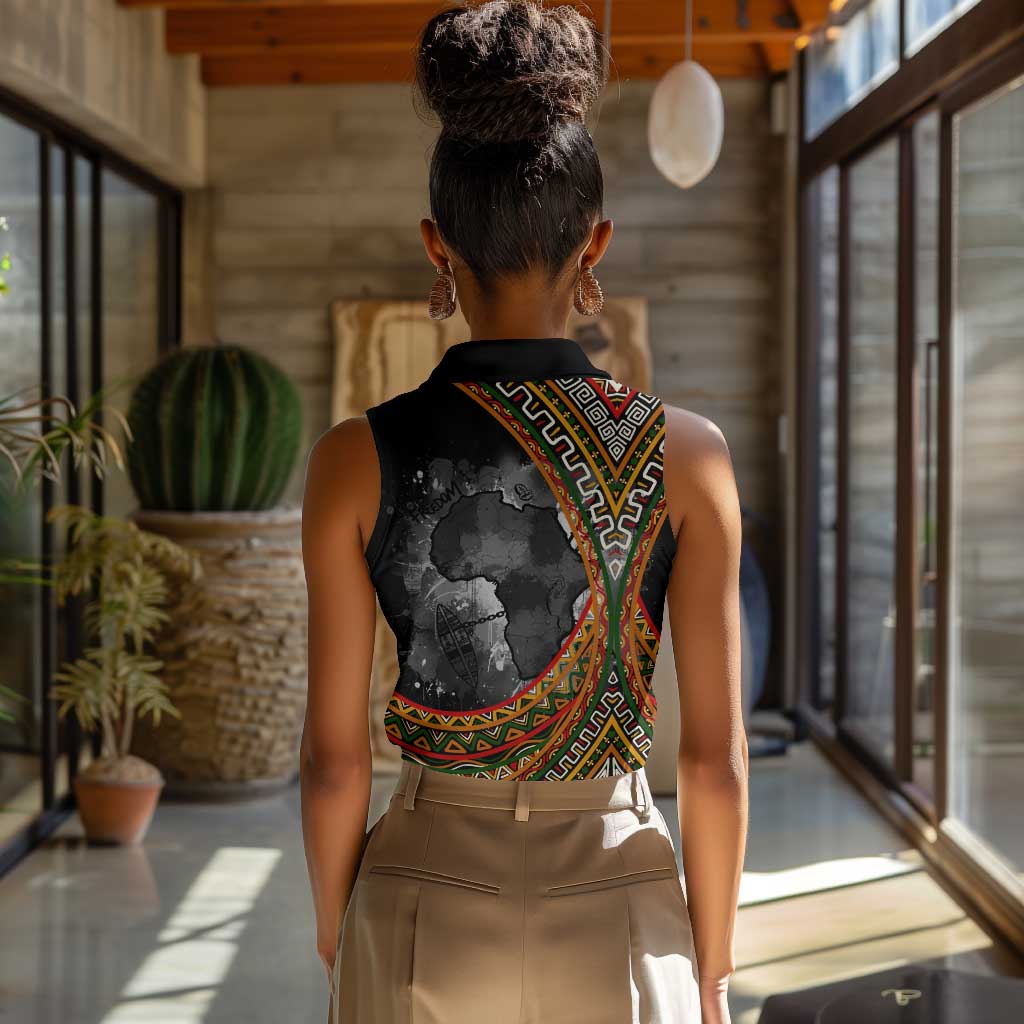 Amilcar Cabral Women Sleeveless Polo Shirt African Map with Chains Freedom Theme Revolutionary Liberation Tribute - Wonder Print Shop