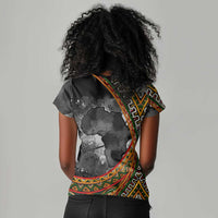 Amilcar Cabral Women V-Neck T-Shirt African Map with Chains Freedom Theme Revolutionary Liberation Tribute - Wonder Print Shop