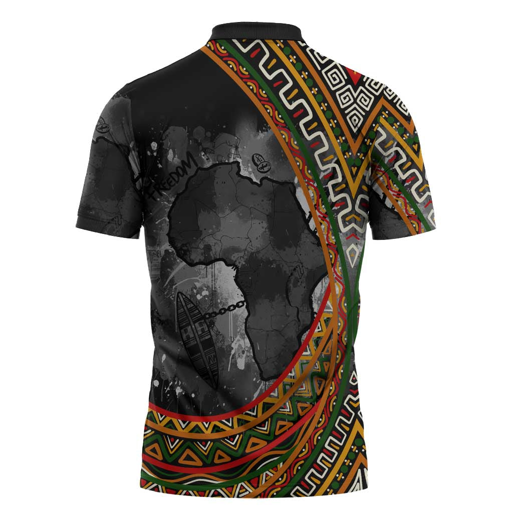 Amilcar Cabral Zipper Polo Shirt African Map with Chains Freedom Theme Revolutionary Liberation Tribute - Wonder Print Shop