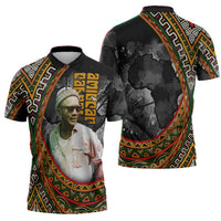 Amilcar Cabral Zipper Polo Shirt African Map with Chains Freedom Theme Revolutionary Liberation Tribute - Wonder Print Shop