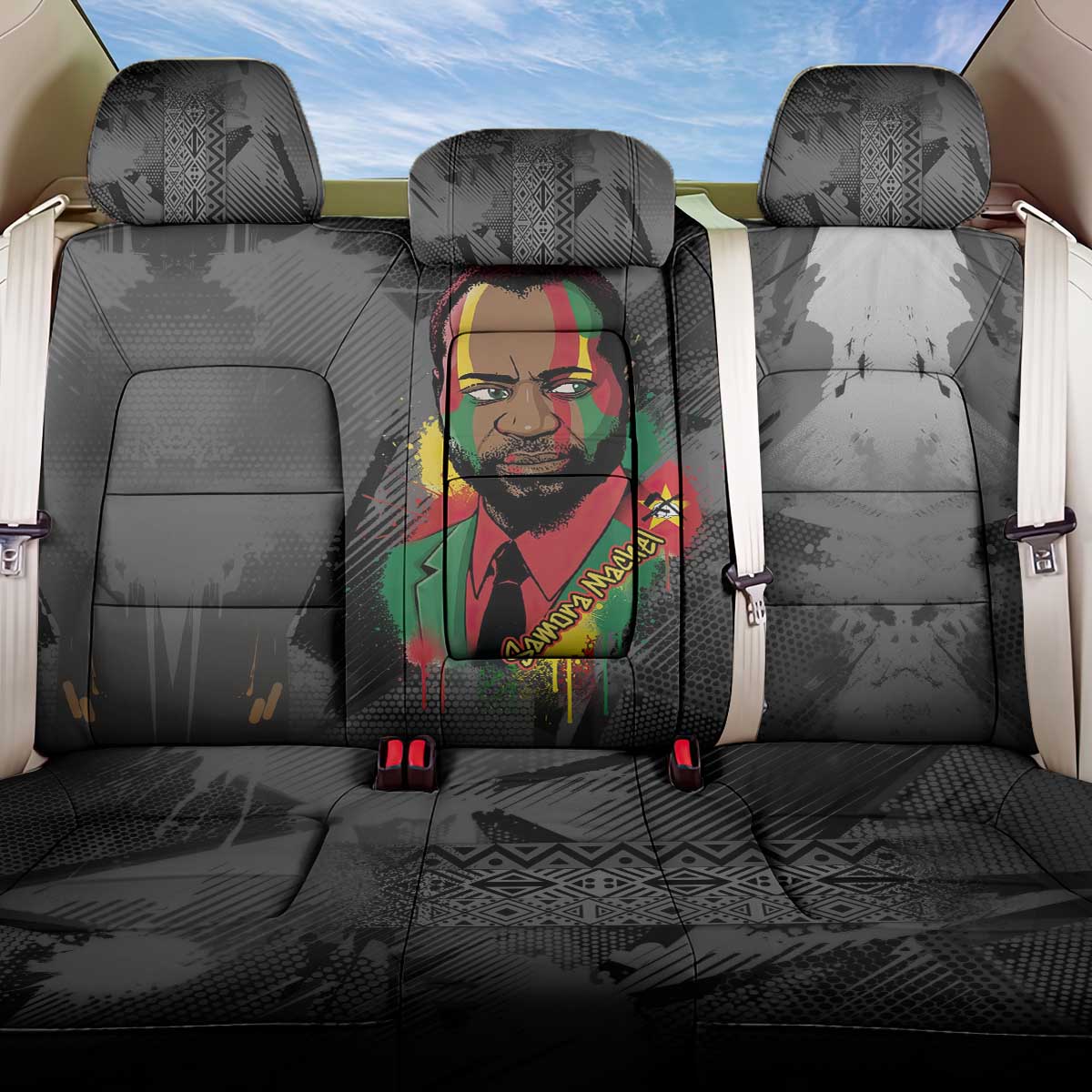 Samora Machel Back Car Seat Cover Mozambique Liberation Graffiti Style Viva FRELIMO African Revolutionary - Wonder Print Shop
