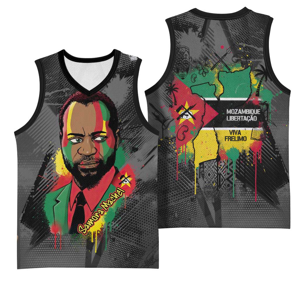 Samora Machel Basketball Jersey Mozambique Liberation Graffiti Style Viva FRELIMO African Revolutionary - Wonder Print Shop